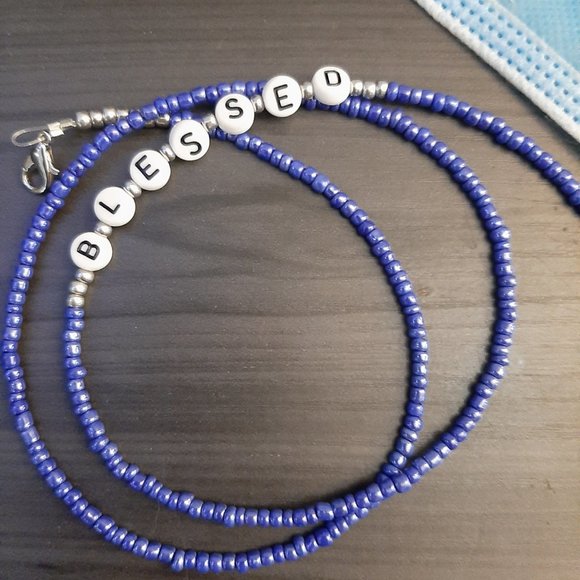 "Blessed" Handmade Beaded Face Mask Lanyards - Picture 2 of 6